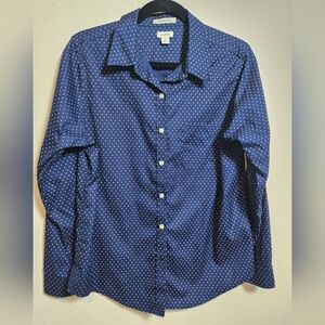 L.L. Bean Women's Pinpoint Oxford Shirt Long Sleeve Button Down Wrinkle Free‎ M
